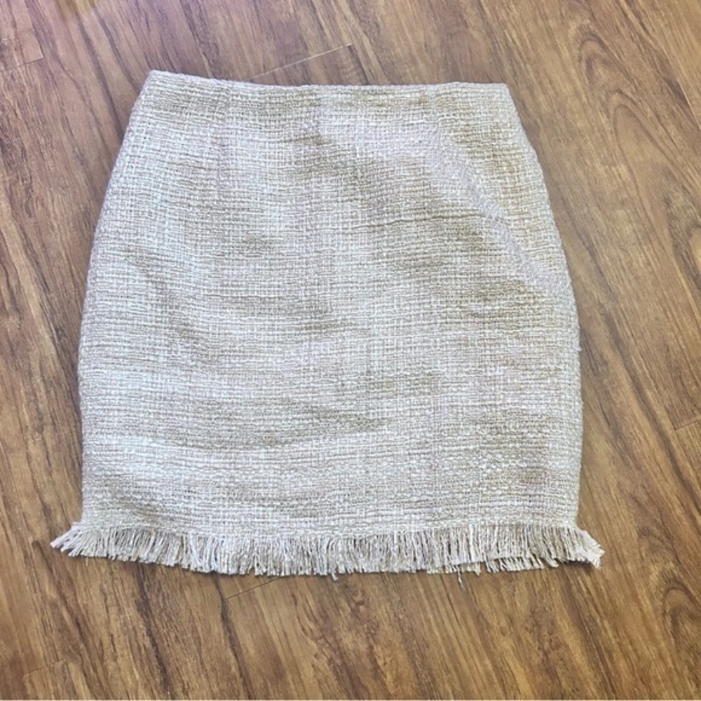 Elegant Cream Fringe Skirt Pink Lily M new nwt